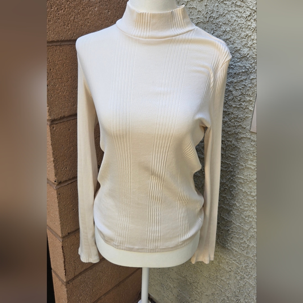 VS PINK Cream Ribbed Mock Neck Women's Sweater